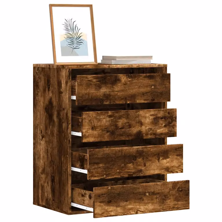 Cassettiera Angolare vidaXL in Legno Multistrato e MDF, Colore Rovere Fumo/Marrone, L 60 cm x P 41 cm x H 76 cm