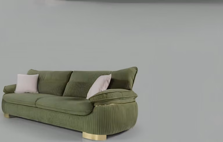 Textilsofas Couch Polster Möbel Moderner Dreisitzer Farbe Grün 3 Sitz