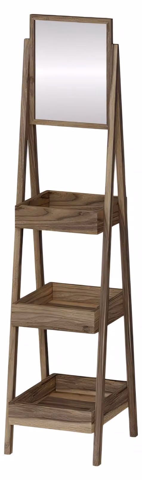 Elegantes braunes Holzregal mit Spiegel modern, stilvoll
