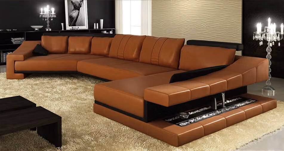 Ledersofa Wohnlandschaft XXL Ecksofa Bigsofa Couch Garnitur Designersofa PHM105
