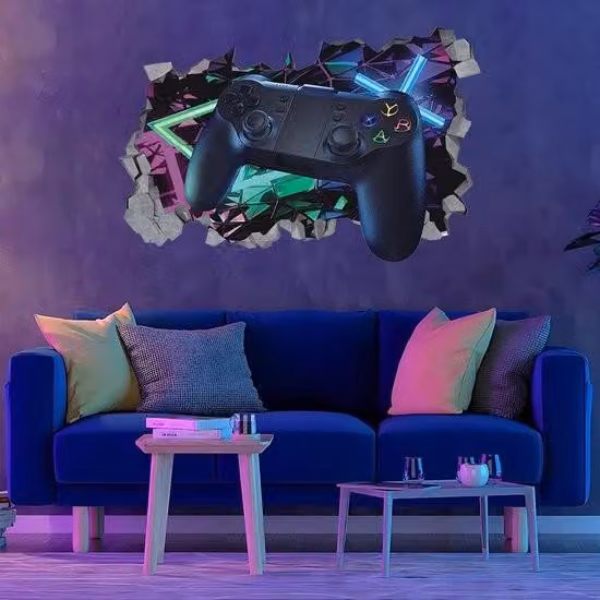 Adesivo murale 3D per giocatori – poster colorato per giocatori – adatto per la camera dei bambini