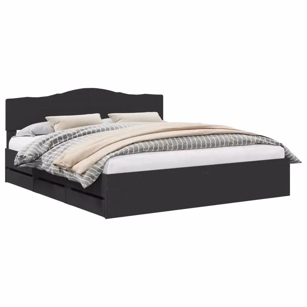 Struttura letto moderno con cassetti vidaXL in legno ingegnerizzato nero L: 180 cm, P: 200 cm, H: 90-206 cm – 2