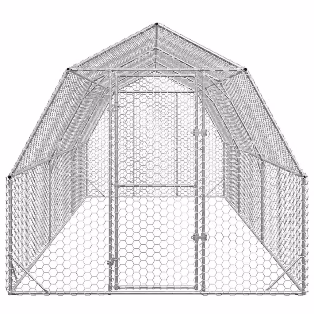 Recinto per polli Videx in acciaio zincato color argento L: 6 m, P: 2,5 m, H: 2,25 m – 2