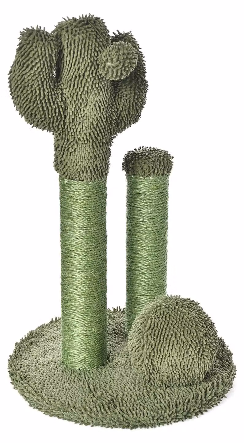 A. Tiragraffi base per gatti domestici, tiragraffi a forma di cactus, con 3 pilastri, altezza 68 cm, colore verde