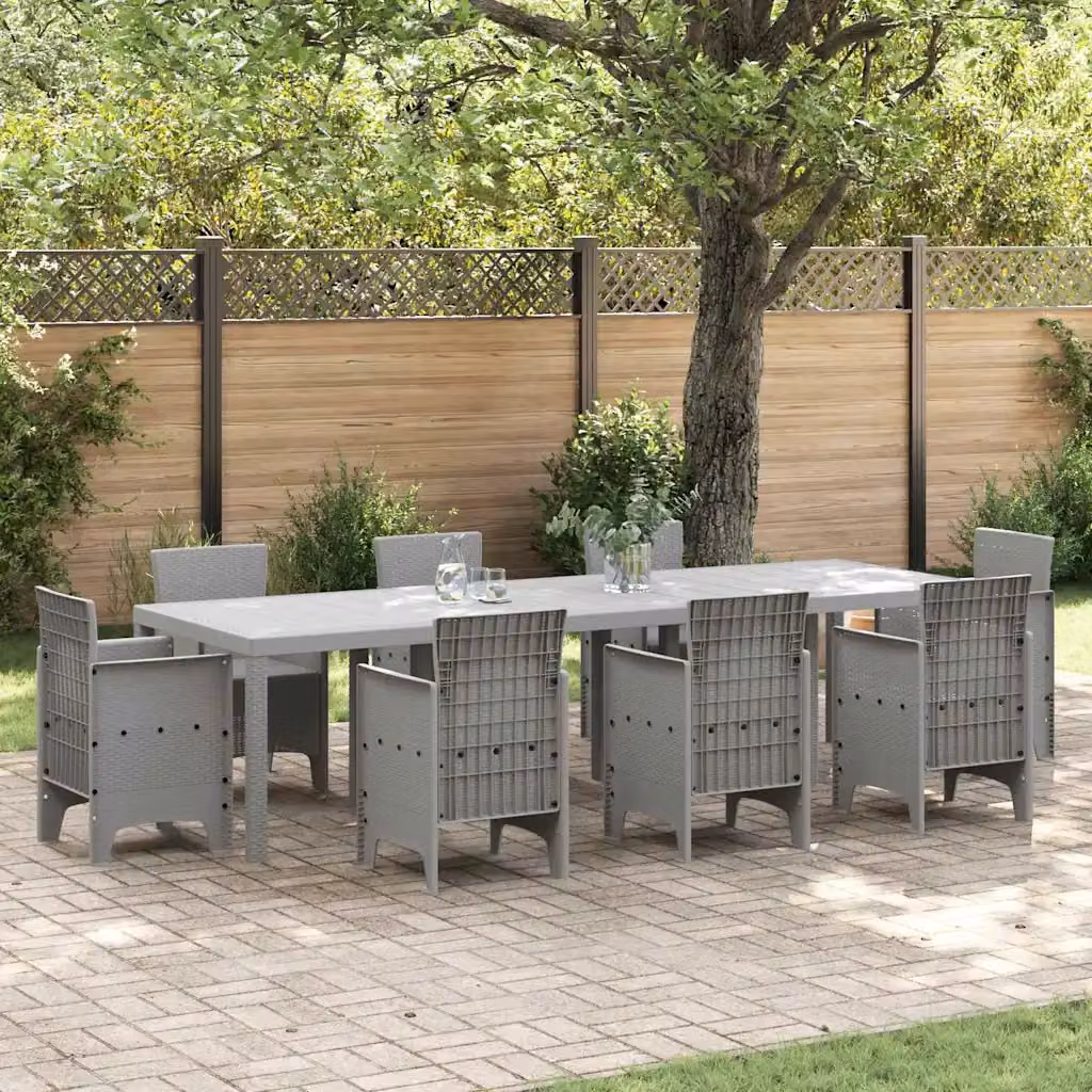 vidaXL Tavolo da giardino rettangolare in polyrattan grigio chiaro L: 300 cm, P: 100 cm, H: 73 cm – 1