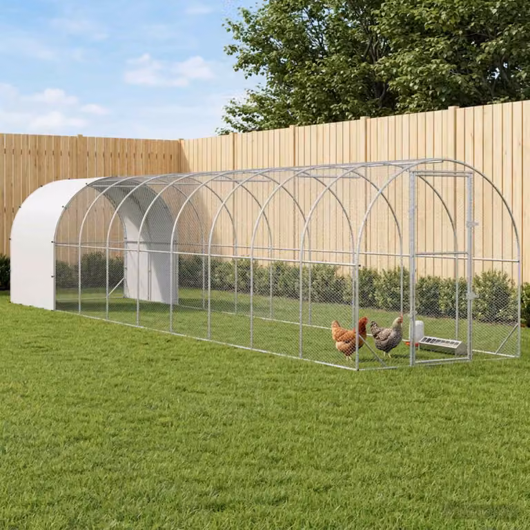 vidaXL Pollaio Argento 1000 x 200 x 200 cm Acciaio zincato
