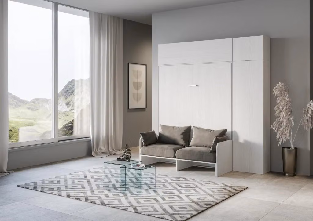 Letto matrimoniale Itamoby Kentaro Bianco Frassino con colonna e pensili – 2
