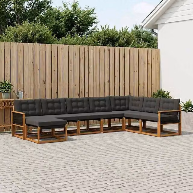 Set di divani da esterno 8 pz Naturale e Nero 3381616