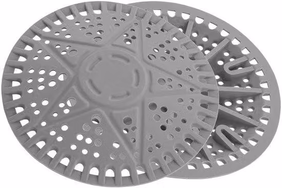 Copri-ugelli in silicone, 2 pezzi, 14 cm, con piccoli fori per l'acqua, per filtri di scarico, filtri per doccia, vasca da bagno, tubo da giardino, grigio