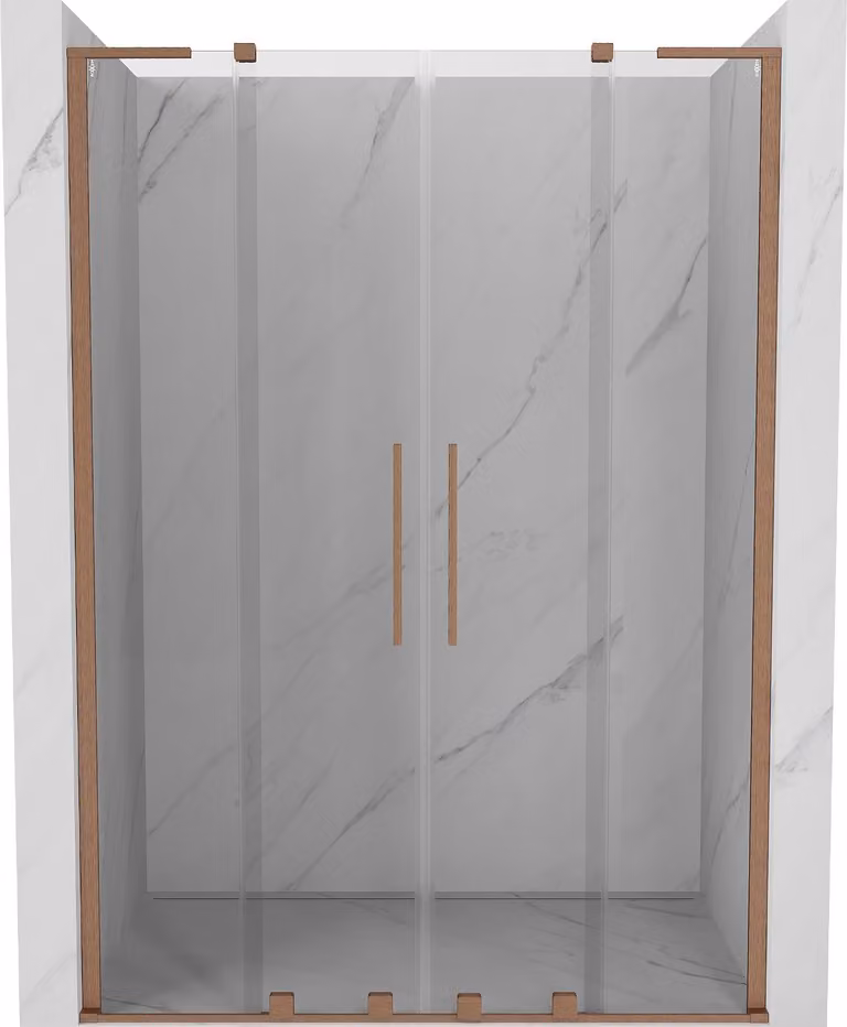Mexen Velar L Duo porte doccia scorrevoli 150 cm, trasparente, rame spazzolato - 871-150-003-02-65