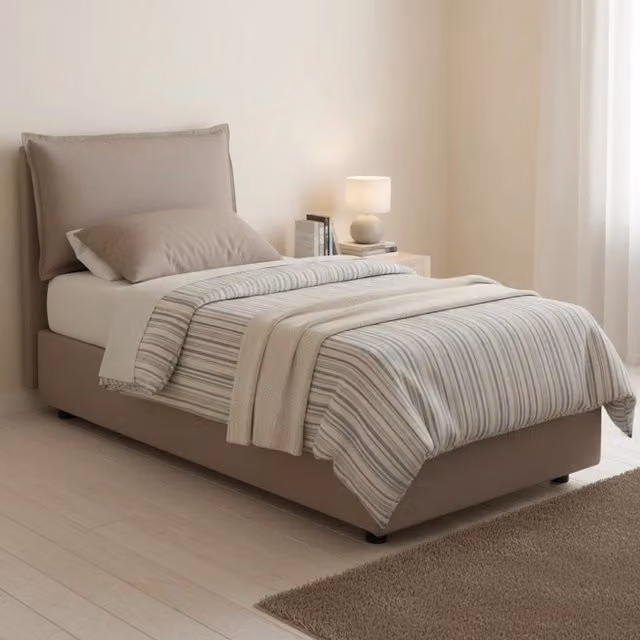 Aphrodite, Letto Singolo Sfoderabile Made in Italy, Grigio Tortora