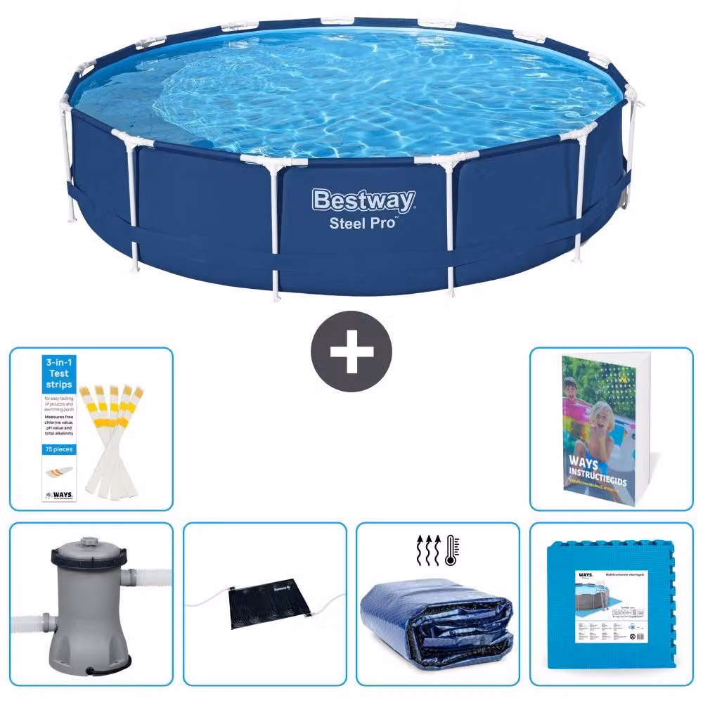Bestway Steel Pro, piscina in acciaio, rotonda - 396x84 cm - composta da 5 parti, modello S340