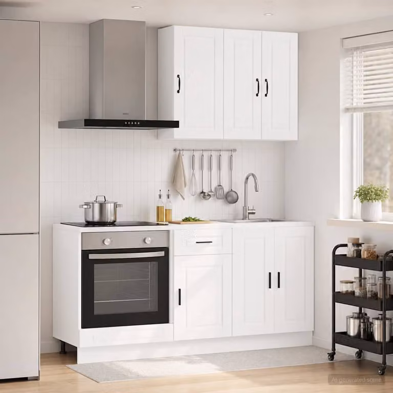 Unità cucina moderna vidaXL PORTO in 5 pezzi bianco opaco in legno MDF