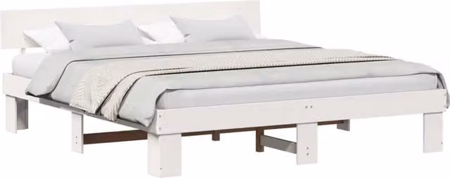 Letto matrimoniale | Letto per adulti | Struttura del letto Bianco 200 x 200 cm Pino massello