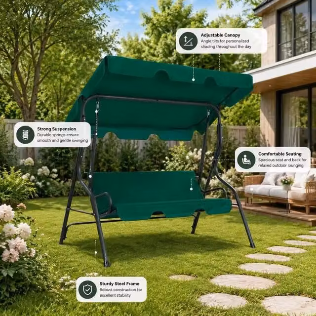 Green Hollywood Swing Set, 170x110x153 Cm, Fabric