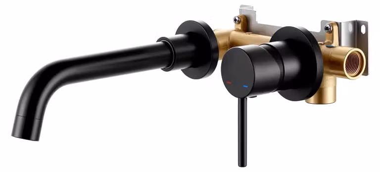 Miscelatore per lavabo, rotazione a 360°, in ottone, aeratore M24, colore nero