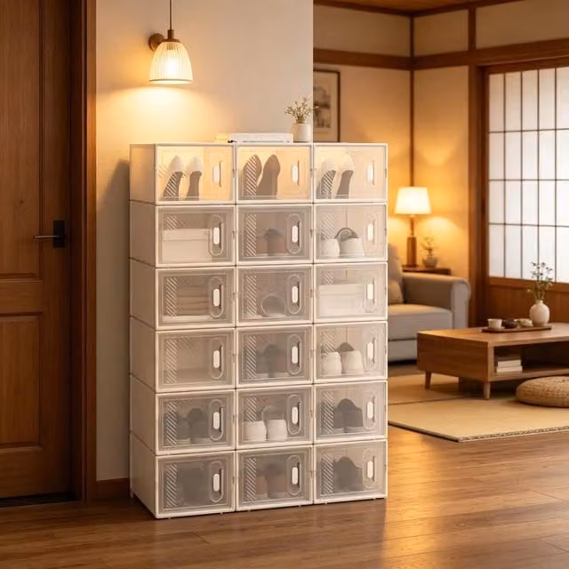 Set 18 Scatole Impilabili per Scarpe, Organizzatore Modulare per Armadio, Libreria e Giocattoli, Stile Elegante