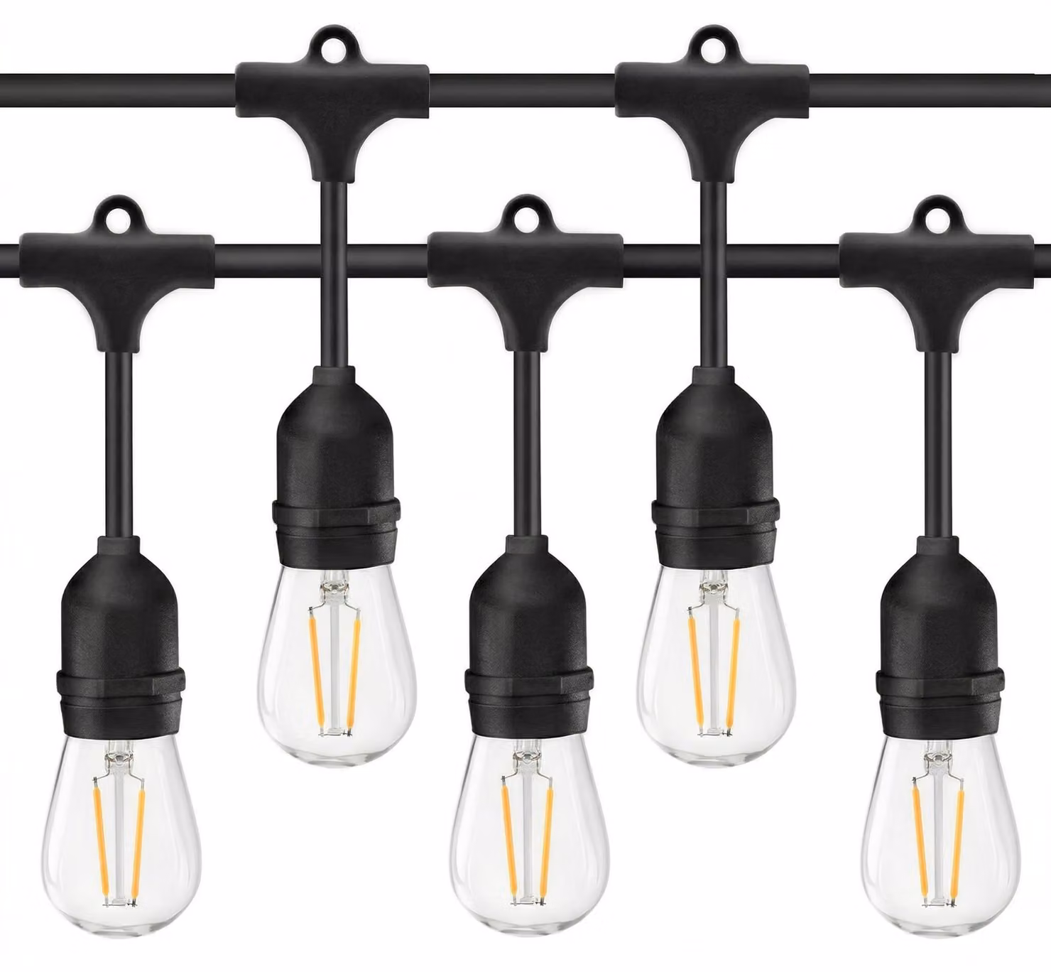 Catena luminosa per esterni, 10 metri, 10 portalampade E27, grado di protezione IP44, colore nero