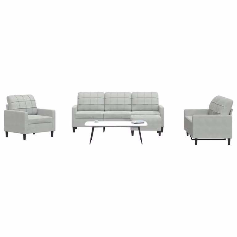vidaXL Set di Divani Moderno 4 Pezzi in Velluto Grigio con Cuscini e Ottoman