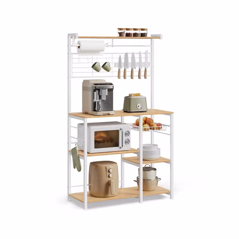 Scaffale per Microonde, Rovere Dorato + Bianco