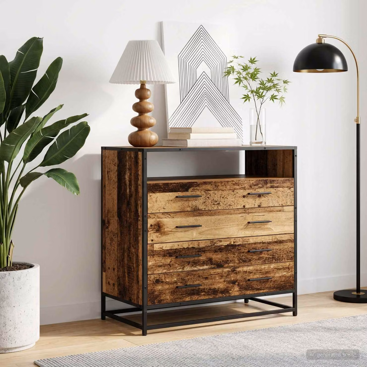 Carrello mobile con 4 cassetti vidaXL in legno color marrone, L 70 cm x P 41 cm x H 83,5 cm