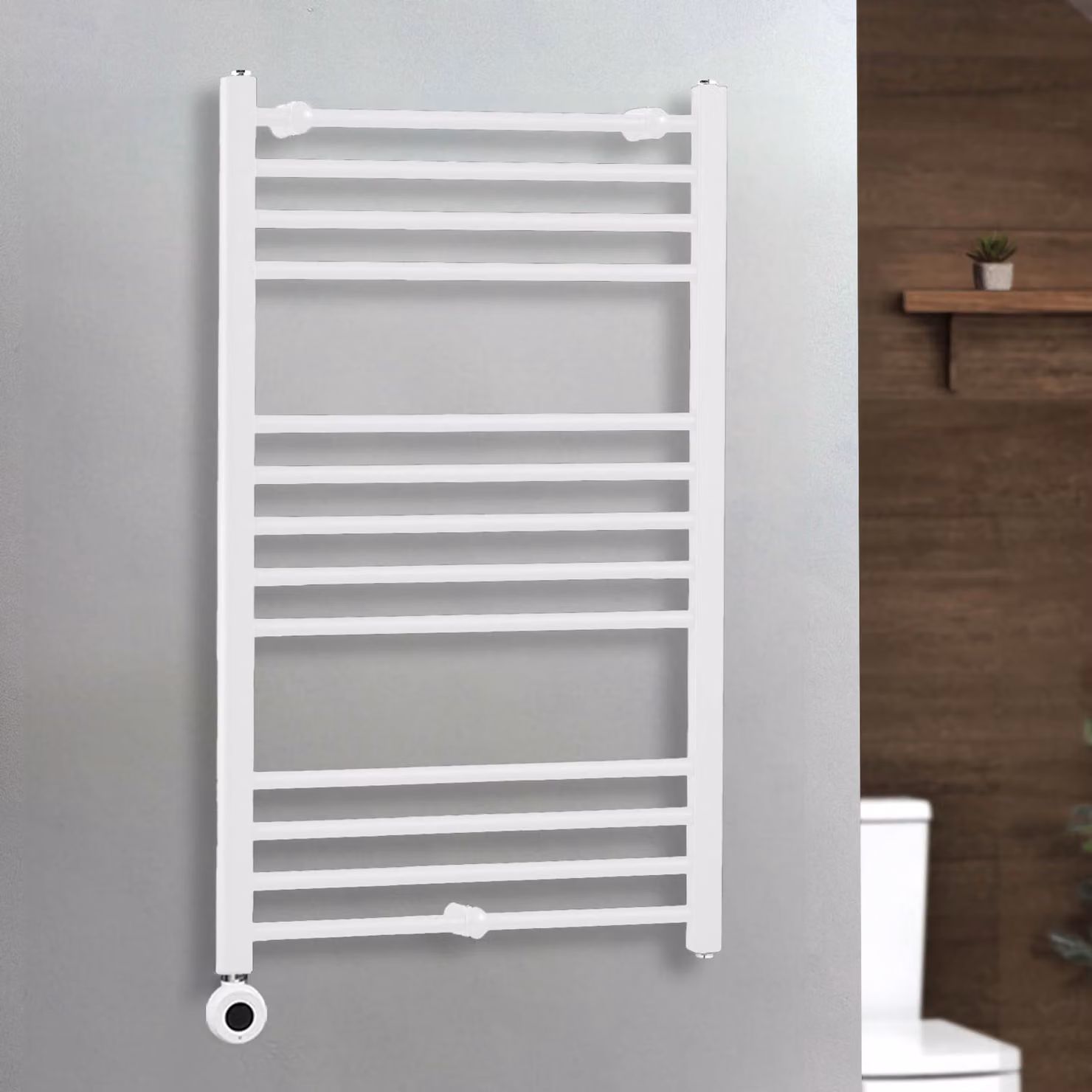 Scaldasalviette Elettrico con Elemento Riscaldante Termostatico Cablato ECOSO by Hudson Reed, Bianco, L: 60 cm, H: 100 cm
