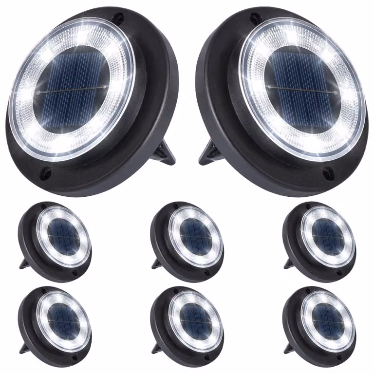 8 luci solari, 8 LED, impermeabili, per giardino e vialetti, colore bianco