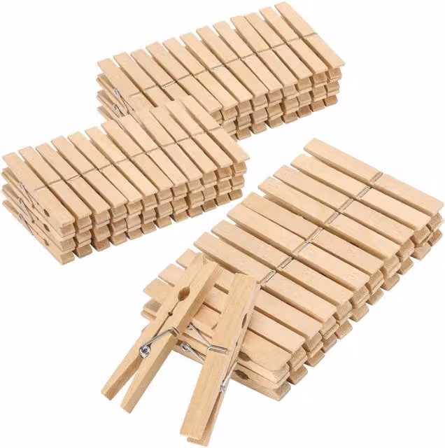 Set di 100 mollette in legno marrone con molla in acciaio Avilia Home