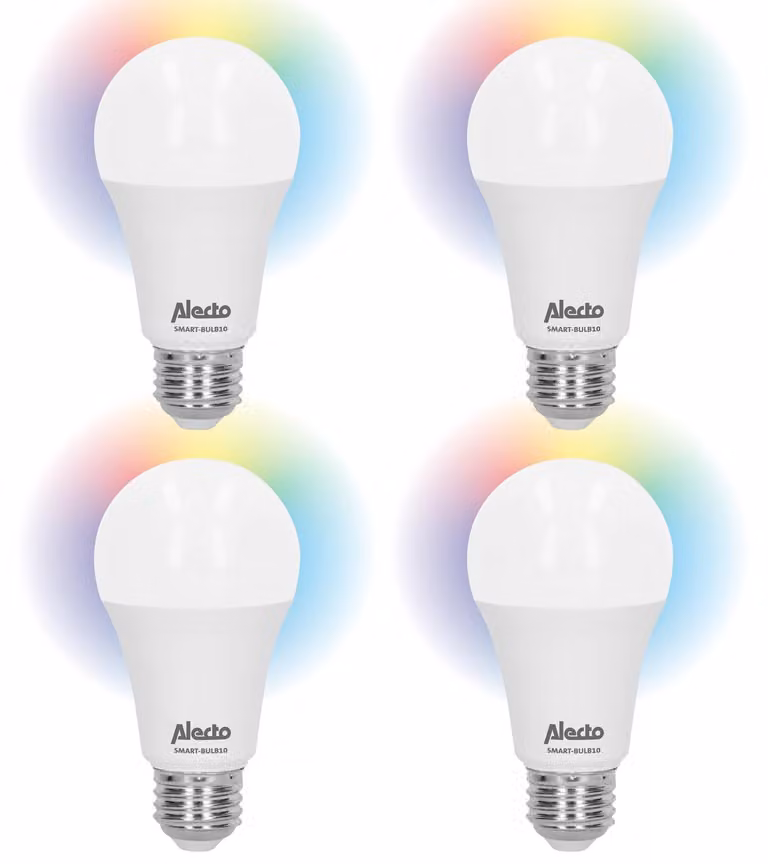 Lampadine LED Wi-Fi intelligenti, confezione da 4, controllo vocale, dimmerabili