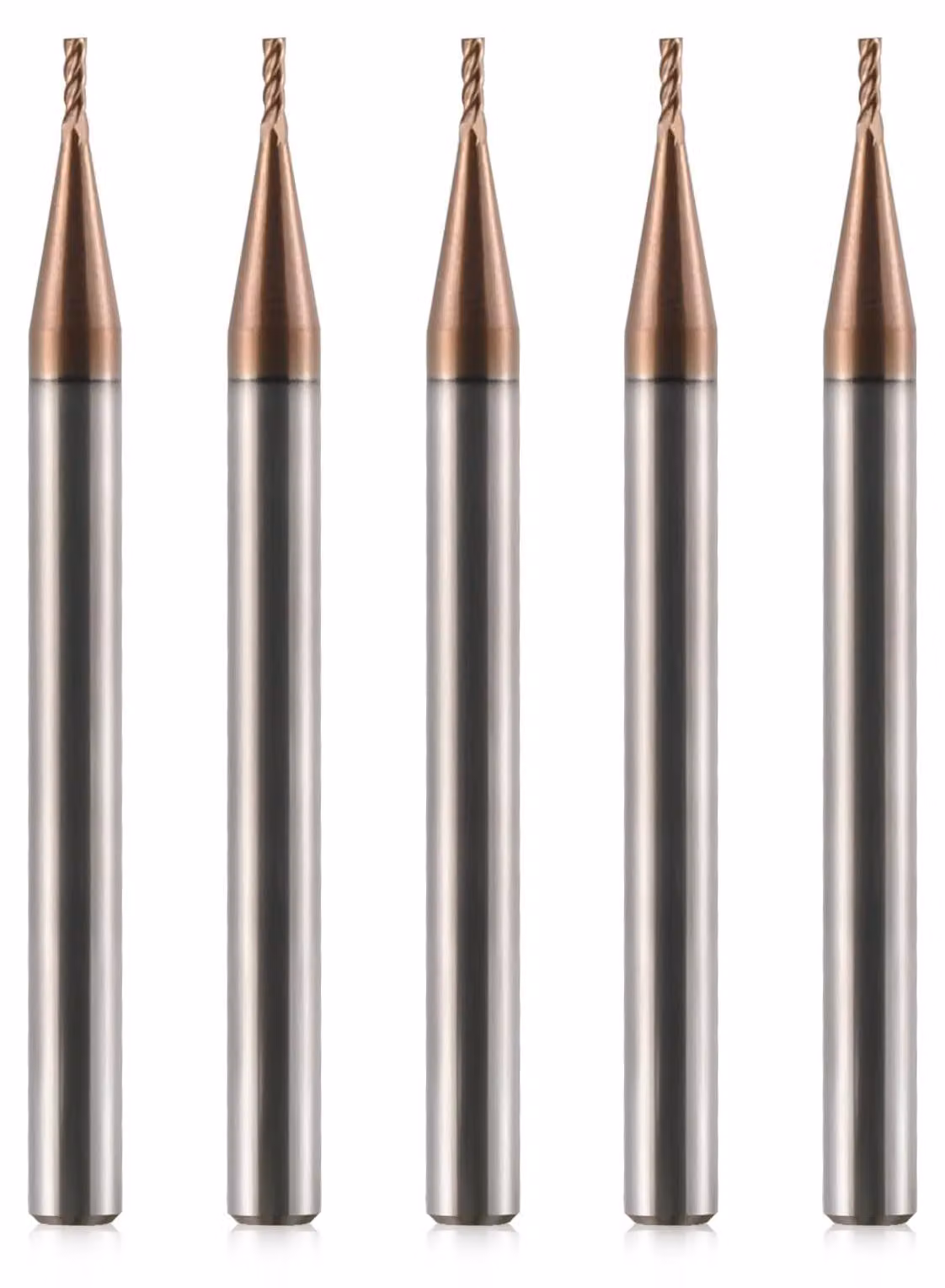 5 frese a inserto in metallo duro, diametro 1 mm, con rivestimento 55 HRC