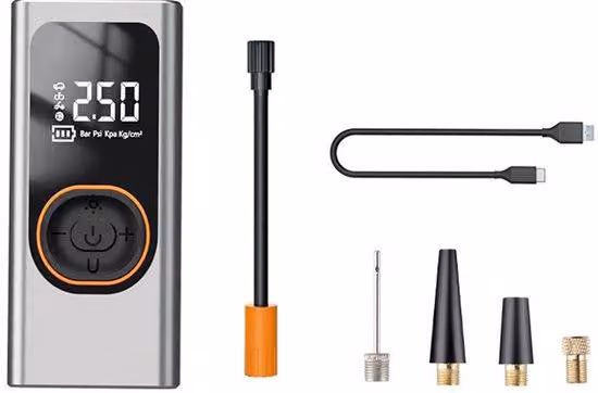Pompa per biciclette elettrica - mini-compressore portatile da 150 PSI - con power bank da 4000 mAh - display LCD e LED digitali - per biciclette, motociclette, scooter e pneumatici di palloncini