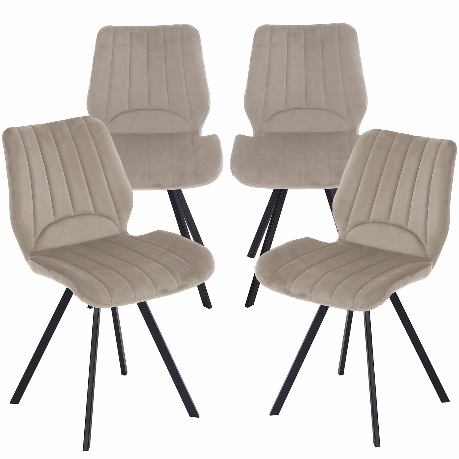 Sedie da pranzo Sedia da cucina Sedia imbottita Sedia di design con schienale, con seduta in velluto, struttura in metallo , Quantità:4 pezzi;Colore:Taupe