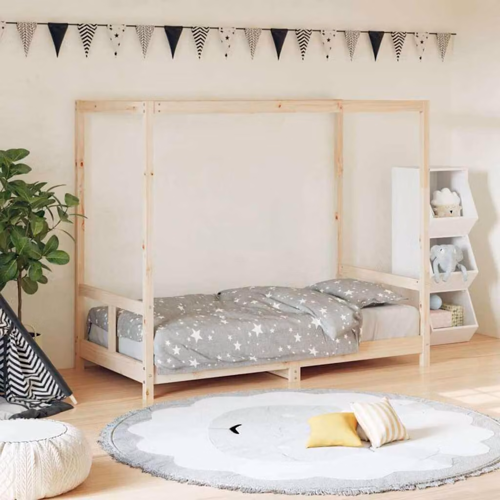 vidaXL Giroletto per Bambini in Legno Massello di Pino Rustico L/P/H: 160 x 80 x 140 cm