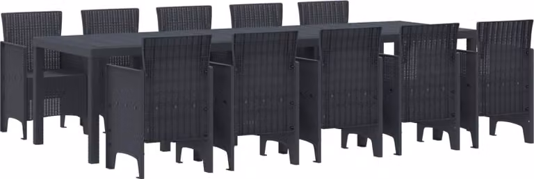Set da Pranzo per Giardino 11 pcs Antracite Plastica