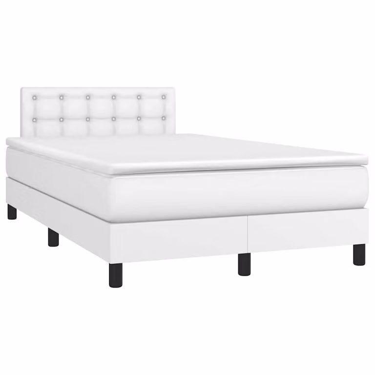 vidaXL Giroletto con Materasso Ibrido e Illuminazione LED Bianco in Similpelle L/P/H: 120 x 200 x 88 cm