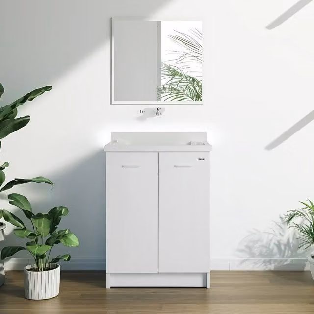 Mobile lavatoio 50x60 cm bianco con vasca in termoplastico e asse in termoplastico | Edilla
