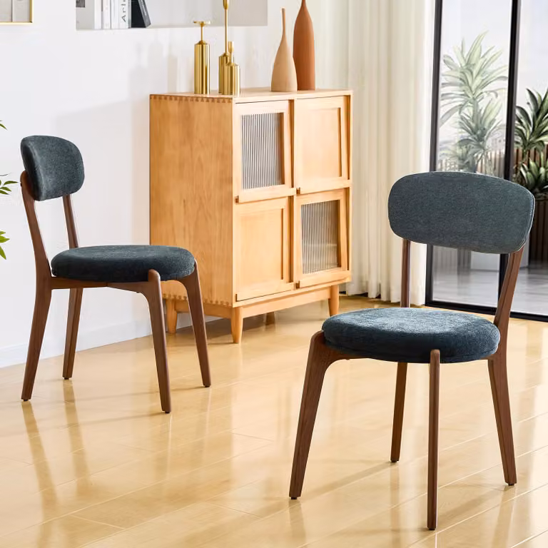 okwish Sedia da pranzo moderna, set da 2 sedie imbottite, seduta imbottita, robusto telaio in metallo, forme arrotondate, per sala da pranzo, cucina e salotto, nero