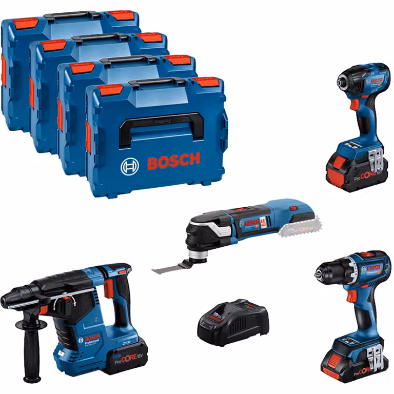 Bosch Combo Kit 4 utensili 18V Profi Set Elettricista (GSR,GDX,GBH), 0615990N34