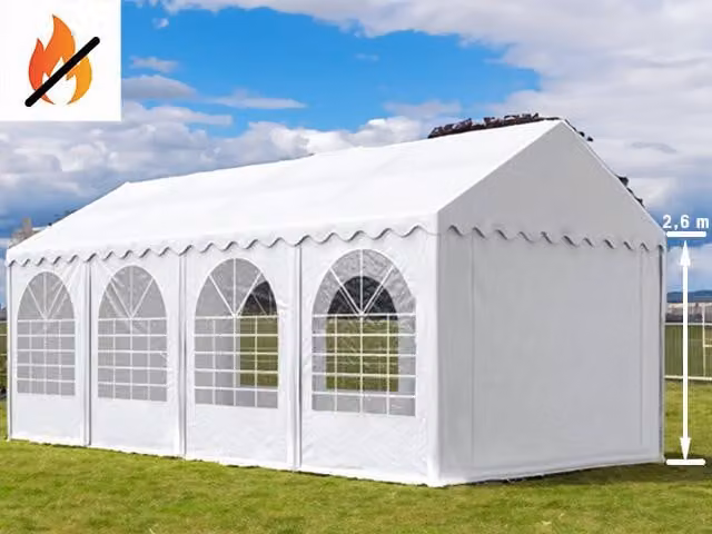 Tenda per eventi, dimensioni 4x8 metri, PVC MAX+ da 500 g/m², colore bianco