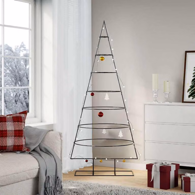 Albero di Natale decorativo moderno vidaXL in metallo nero, Altezza: 180 cm