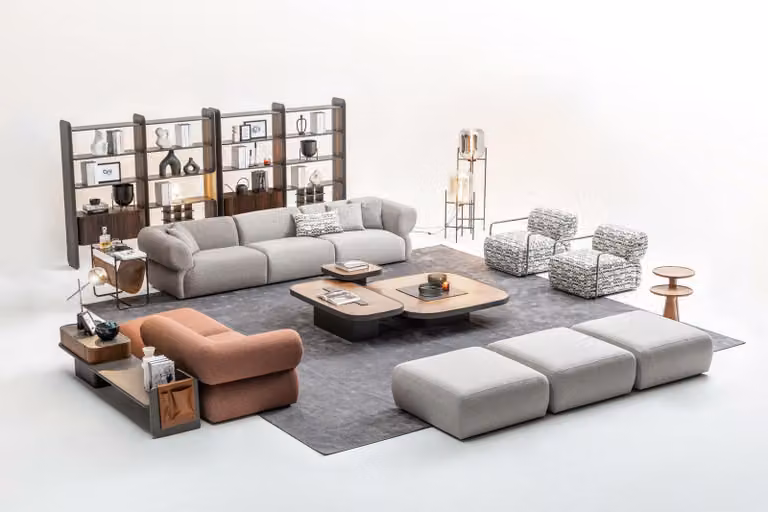 Großes Wohnzimmer Set Fünfsitzer Dreisitzer Sessel Hocker Sofagarnitur