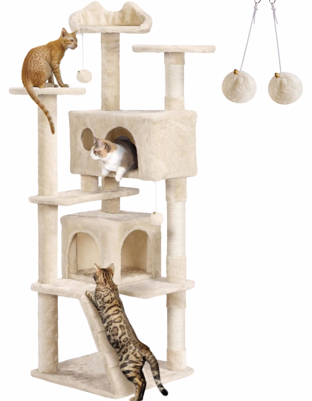 Albero per gatti stabile - Altezza 158 cm, color beige