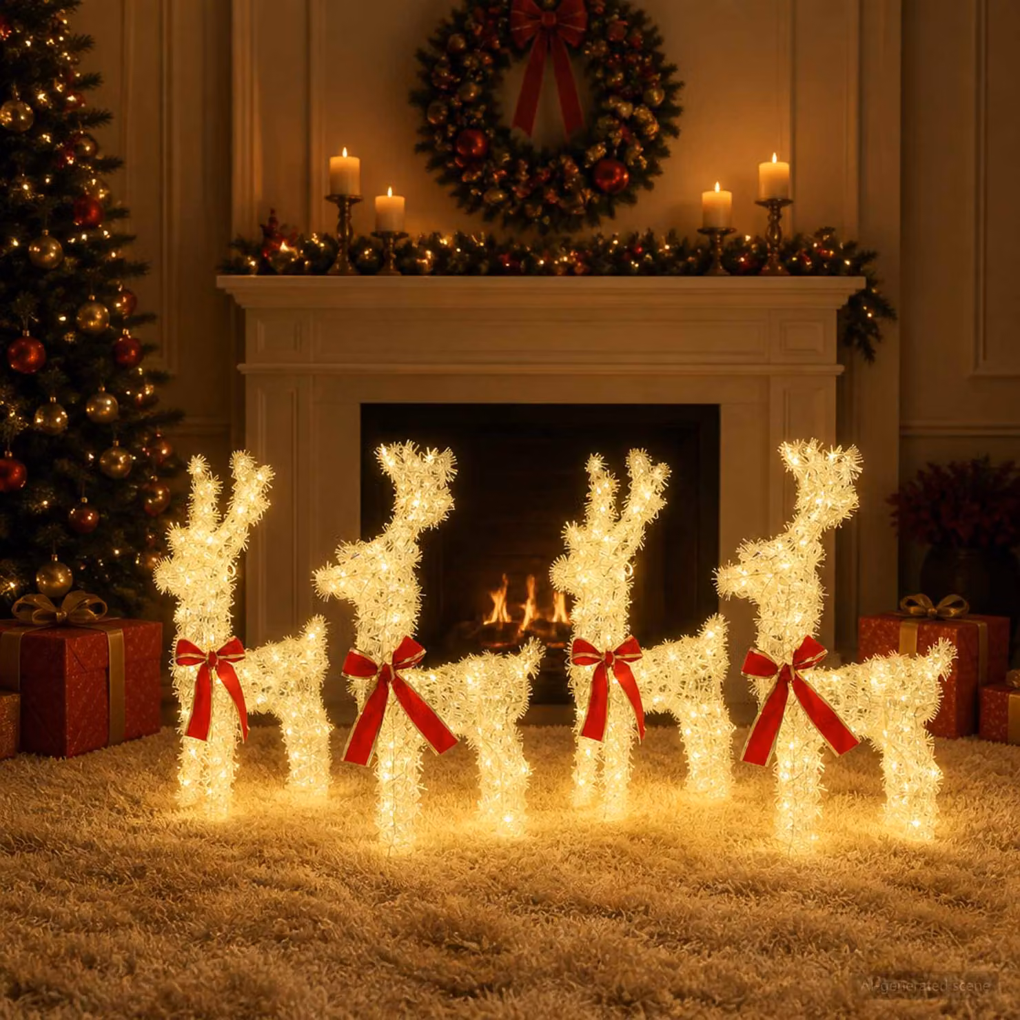 vidaXL Renna di Natale 4 pz 160 LED Bianco caldo 33 x 12 x 55 cm
