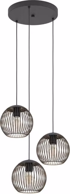 Lampadario a sospensione industriale Eglo in metallo nero e rame con 3 luci E27 IP20 – 1