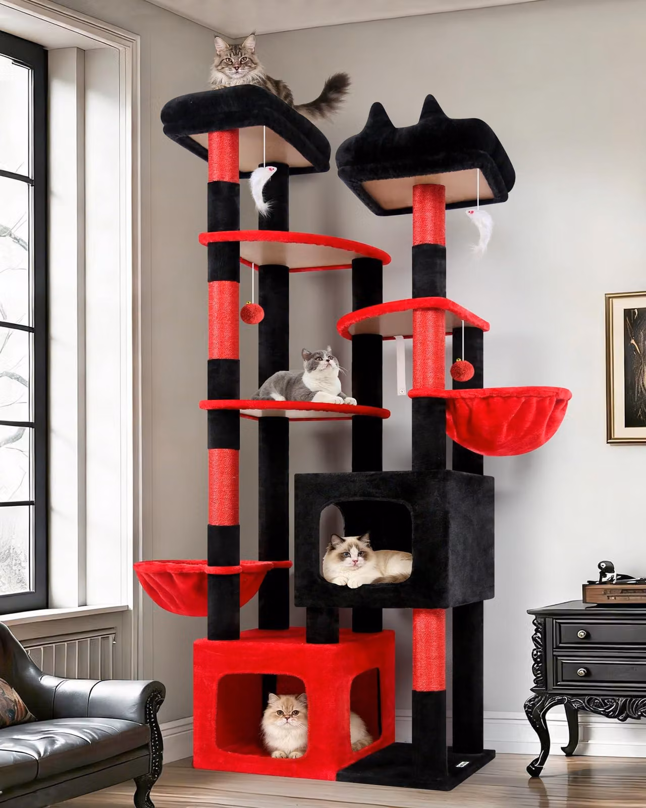 Albero per gatti di dimensioni XXL con 2 grandi rifugi e piattaforme