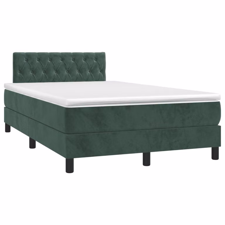 Maison Exclusive - Letto a Molle con Materasso e LED Verde Scuro 120x190cm Velluto
