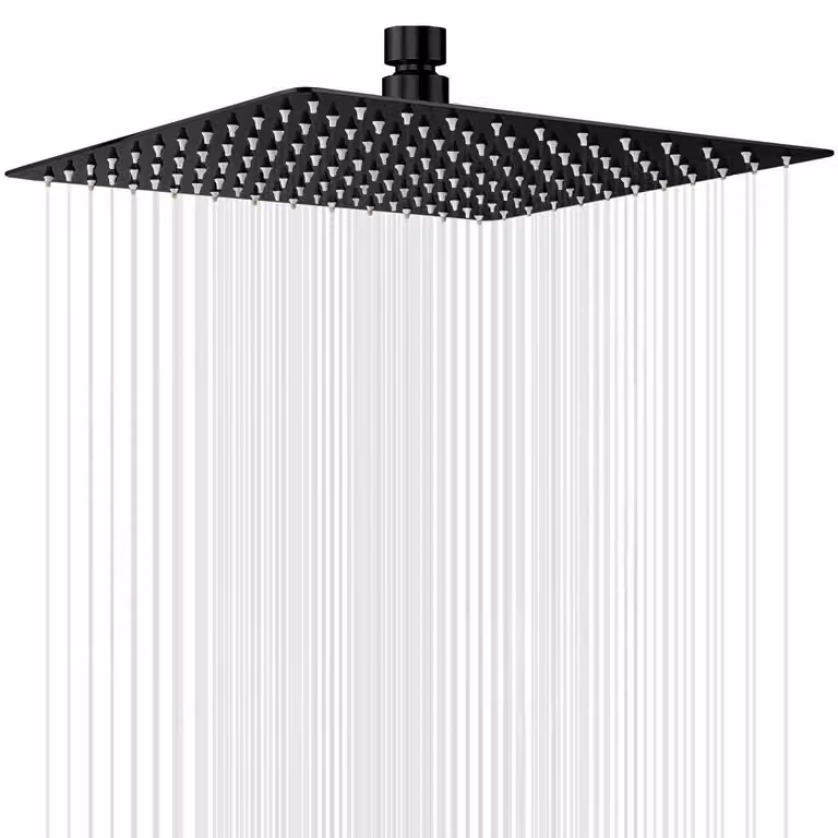 Doccia a soffitto Regendusche, 30 cm, quadrata, nera, in acciaio inossidabile, anticalcare, alta pressione