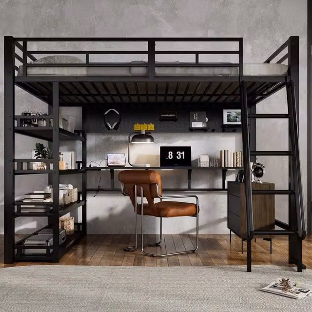 Letto a soppalco ¨C Minimal ¨C nero metallo 140x200cm