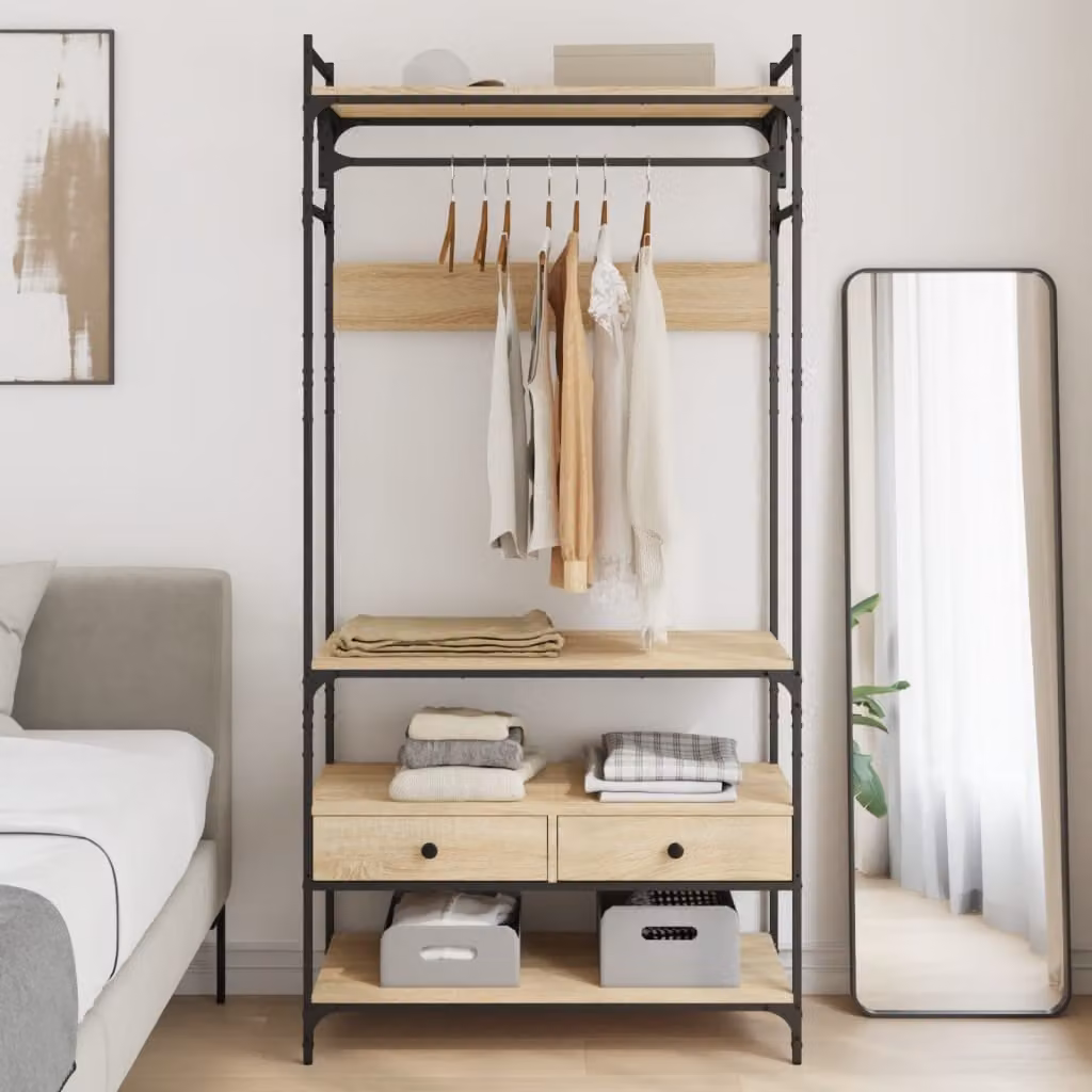 Armadio con cassetti e ante a battente vidaXL in legno Rovere Sonoma, L: 89 cm, P: 39 cm, H: 184,5 cm
