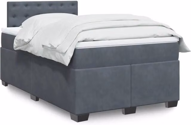 Giroletto a Molle con Materasso Grigio Scuro 120x190 cm Velluto 3286271